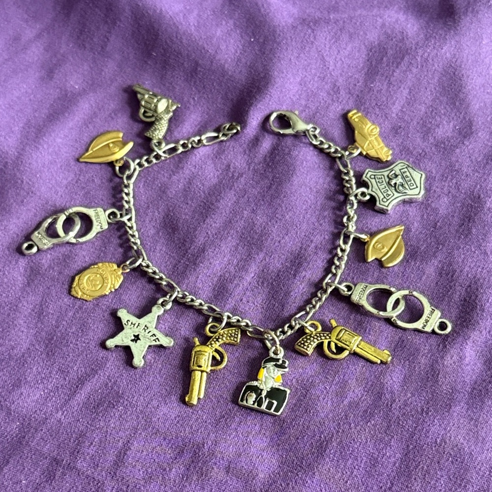 Silver and Gold Police Charm Bracelet